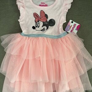 Disney Minnie Mouse Pink and Silver Tulle Dress